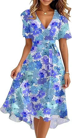 Spring Summer Chiffon Midi Dresses for Women 2025 Elegant Classy Wedding Guest Floral Formal Cocktail Prom Dress