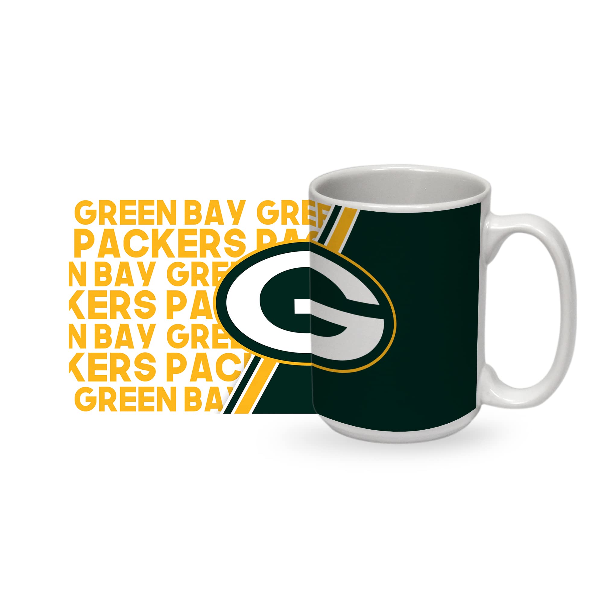 Rico Industries NFL Football Green Bay Packers 15 oz White Ceramic Mug