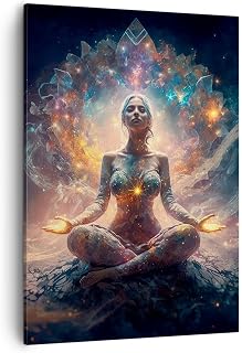 Bilder auf Leinwand Meditation Yoga Energie Leinwandbild mit Rahmen 50x70cm Wandbilder Dekoration Wohnzimmer Schlafzimmer Küche Deko Groß Wanddeko Bild Wand Kunstdruck Art Wall Canvas PA50x70-5781