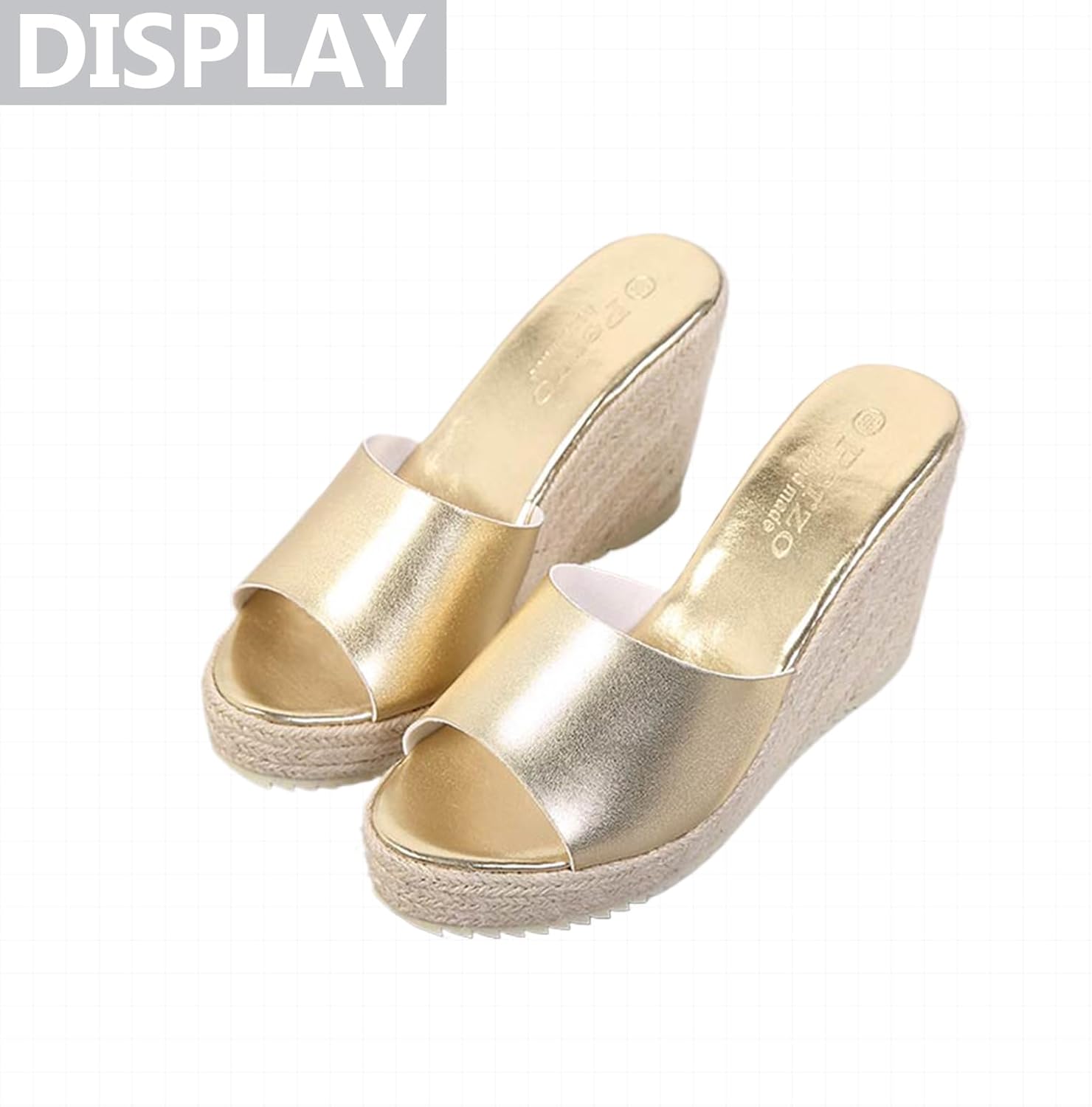 Womens Platform Espadrille Slip On Wedge Sandals Fashion Leather Peep Round Toe Braided Thick Sole Wedge Beach Mules For Summer Daily Vacation Casual