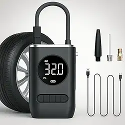 Calibrador Compressor Digital Portátil para Carros, Motos e Bicicletas – Bomba de Ar com Lanterna LED, Display LCD, Recarregável USB, Alta Pressão 150 PSI 12V 5V