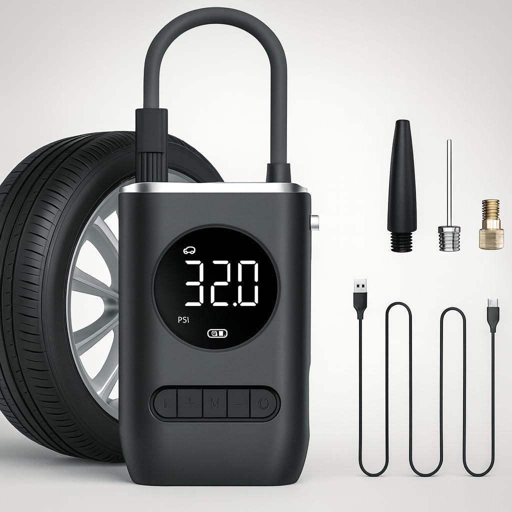 Calibrador Compressor Digital Portátil para Carros, Motos e Bicicletas, Bomba de Ar com