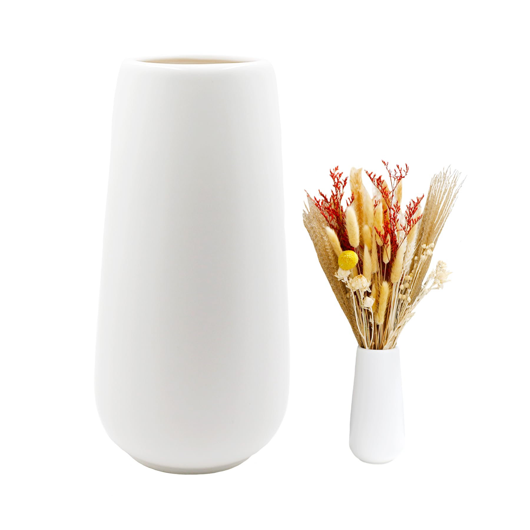 Ceramic Vase White 20cm High Frosted Surface Modern Flower Vases for Indoor Table Decoration Decorative Vases for Pampas Grass Boho Vase for Fresh Flowers