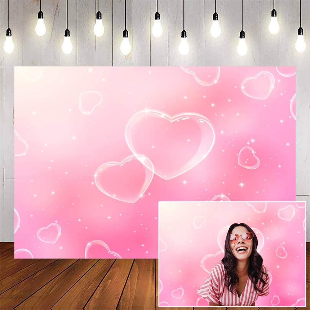 Avezano Pink Heart Backdrop Early 2000s Photography Backdrop y2k Birthday Party Backdrop for Photoshoot Old School Valentine's Day Heart Stars Background for Photo Props(7x5ft)