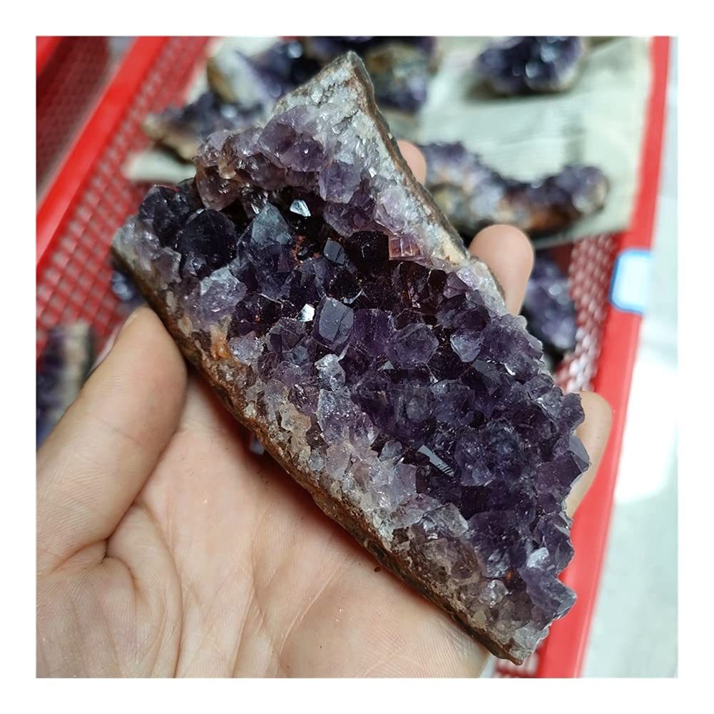 FUERLI Espécimen de Cristal de racimo de Cuarzo de geoda de Amatista Natural Artesanal de Piedra FZUGEDRLI