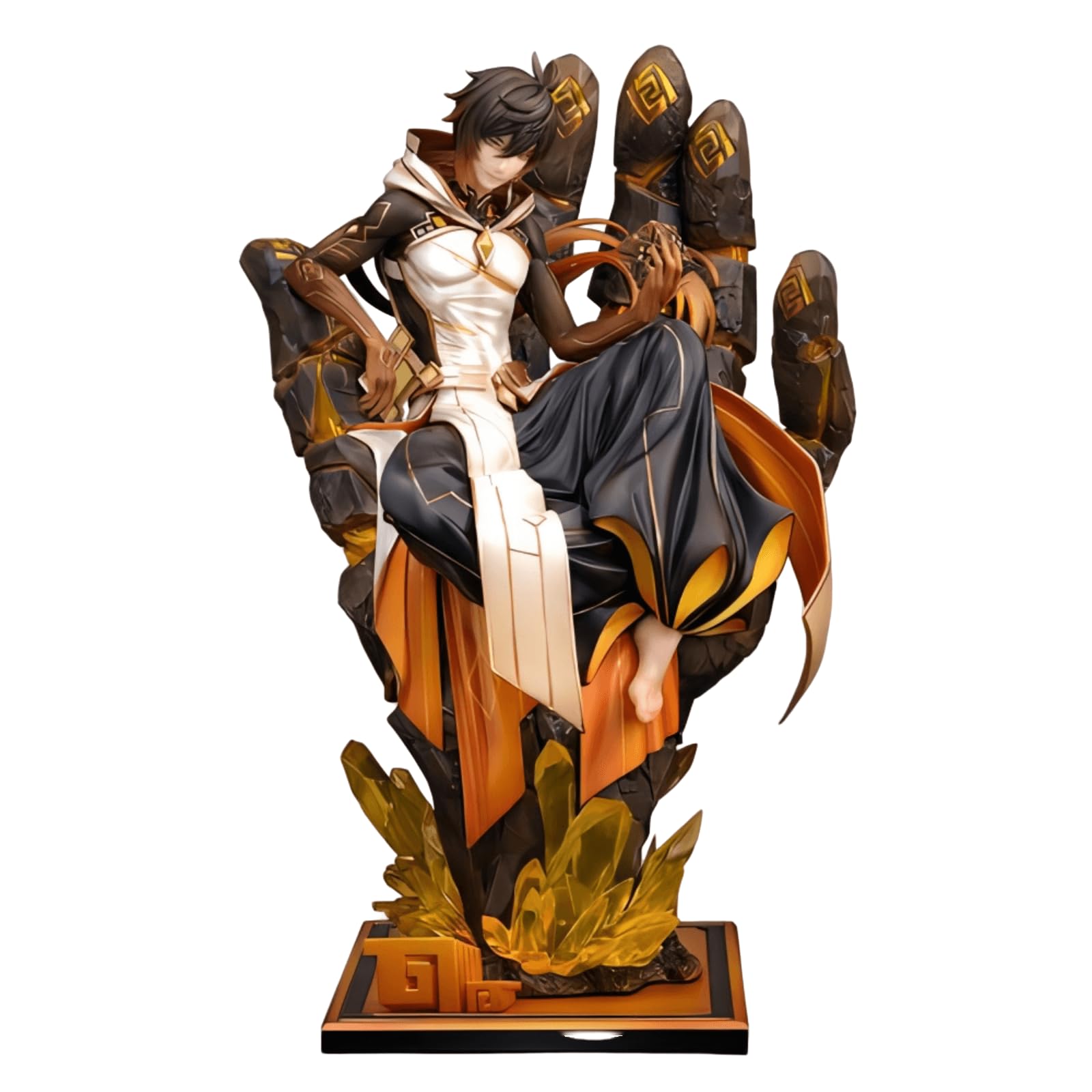 Luxetoys ZhongLi Game Anime Figures Character Figure with Sitting in Geo Creation Related Scene 28cm Model Toys Statue for Decoration