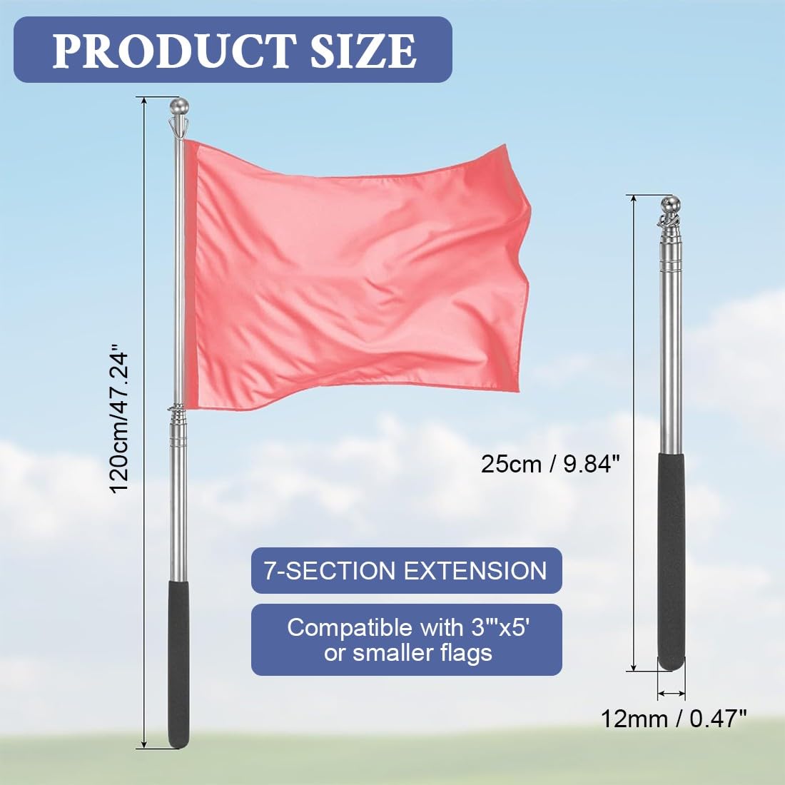 Bacchetta Telescopica Per Insegnanti - Estensibile Da 21.5 A 100 Cm - Acciaio Inox - Per Lavagne E Presentazioni - Foto 3