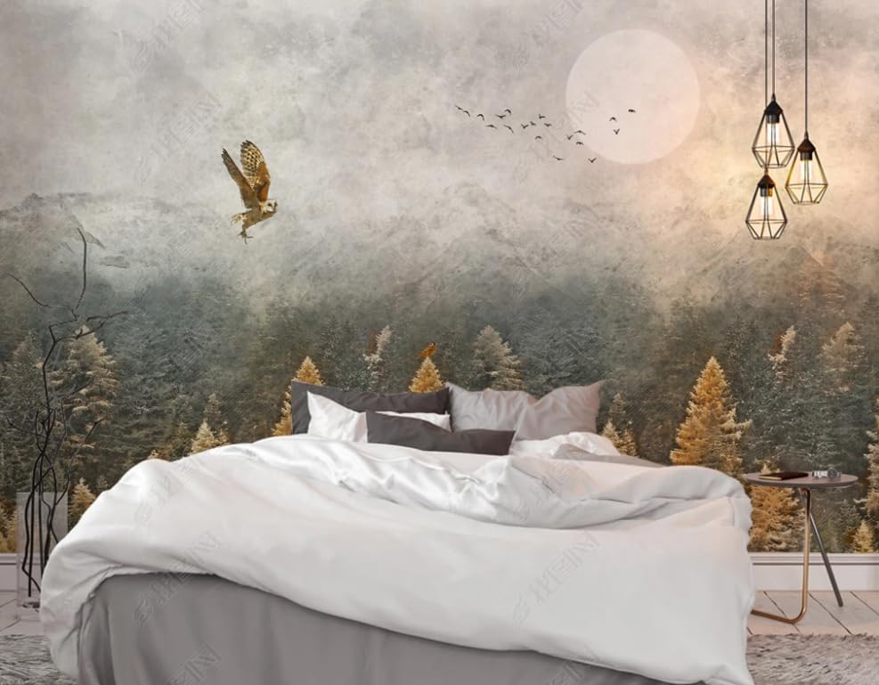 Papier peint intissé forêt brumeuse format XXL 400x280cm pour décoration murale