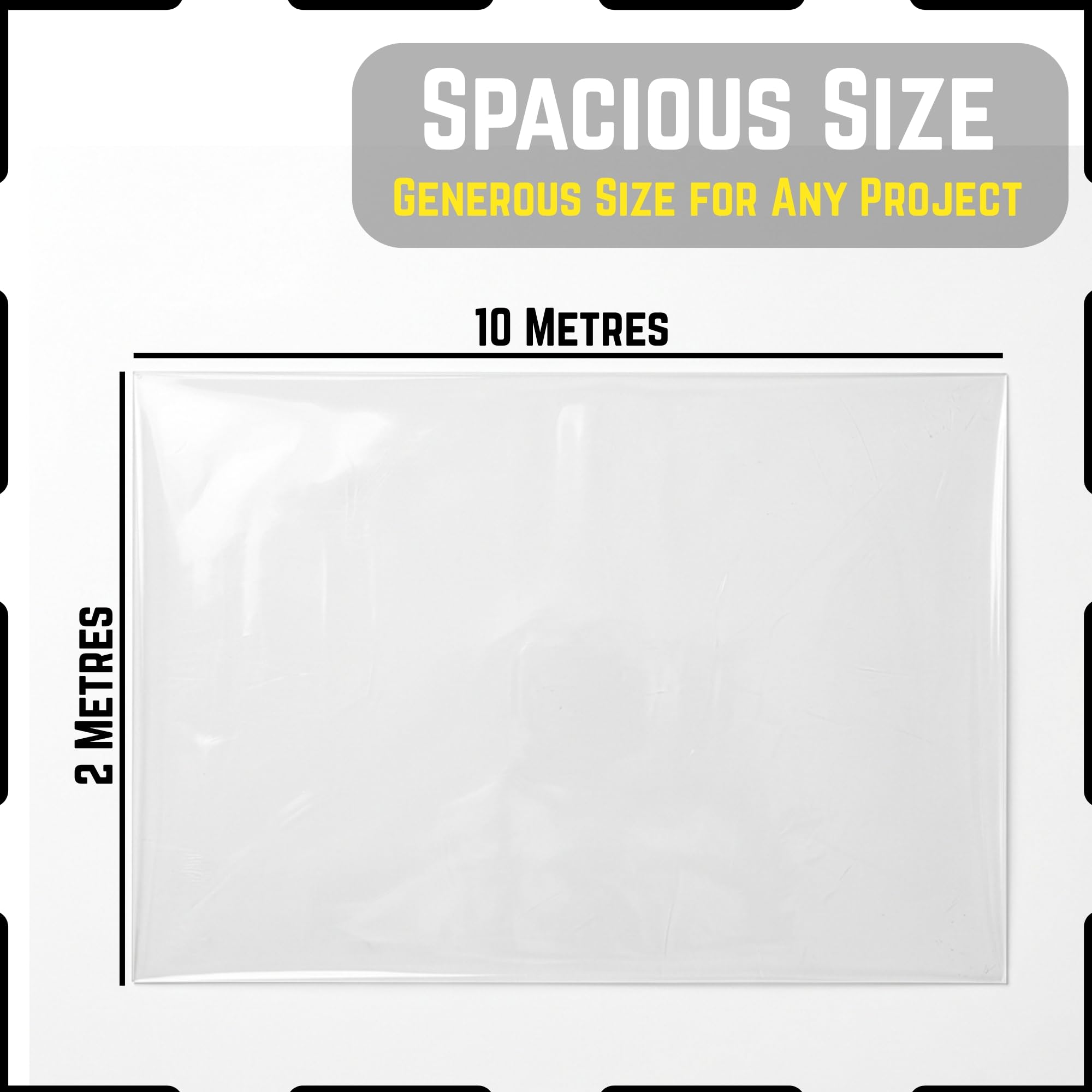 Telo in plastica extra spesso, 2,3 kg, resistente, 2 x 10 m, in polietilene trasparente, membrana in polietilene ispessito, impermeabile, per giardino, protezione contro le macerie