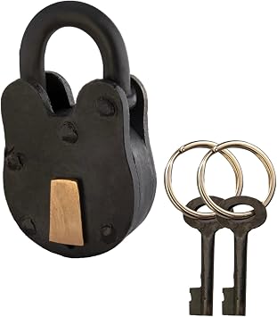 Antique Iron Padlock Set - 3" Handcrafted Cast Iron Locks with Keys for Rustic Charm, Perfect for Trunks, Sheds, or Collecting.