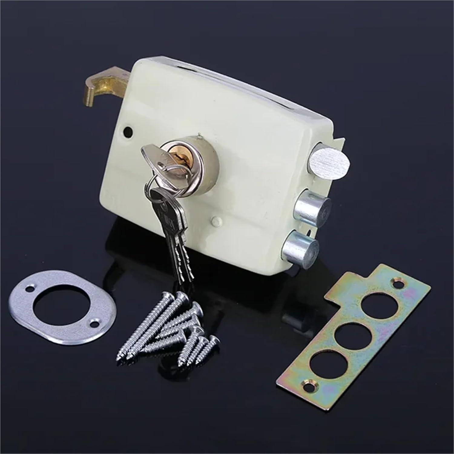 Exterior Iron Door Locks Security Anti-Theft Lock Multiple Insurance Wood Gate for Furniture Hardware Lock Pick(Straight Tongue)
