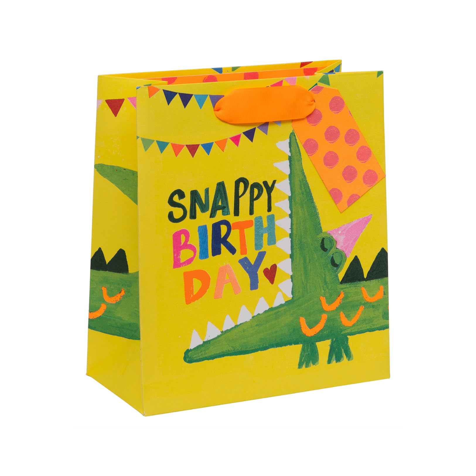 Glick Medium Gift Bag, Snappy Crocodile Birthday, 225 x 200 x 100 mm, Luxury Recyclable Bag for Birthdays & Celebrations