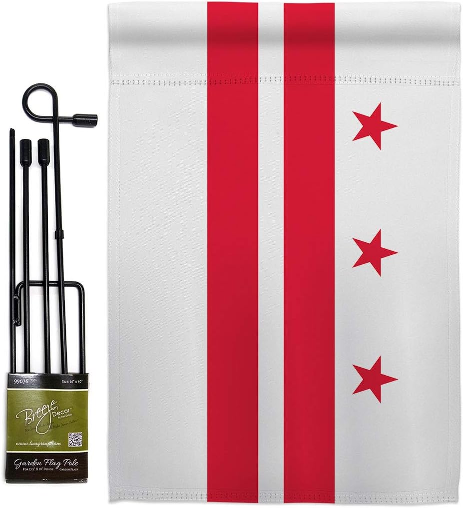 District of Columbia Garden Flag Set Wall Holder Americana States USA American Territories Republic Country Particular Area Small Decorative Gift Yard House Banner Made In 13 X 18.5