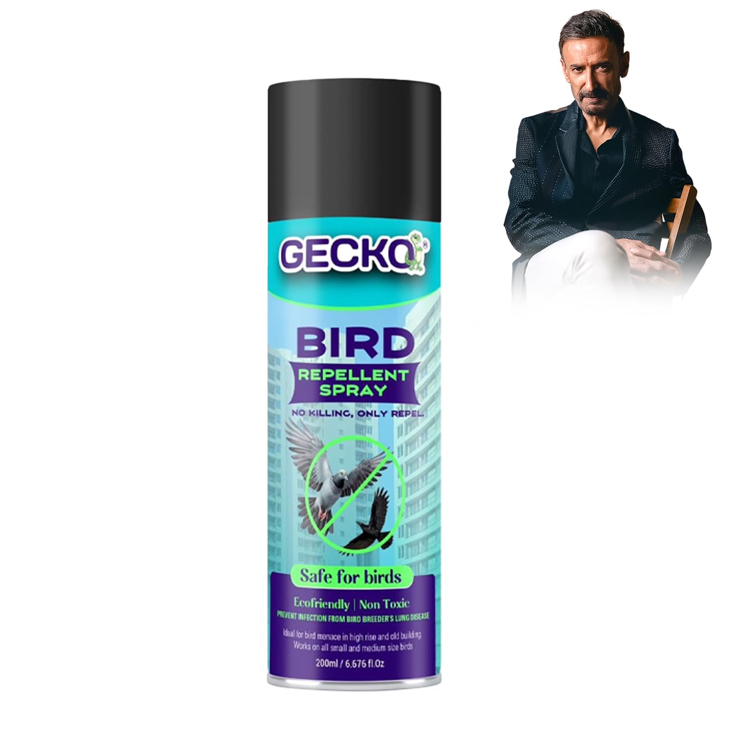 Gecko Bird Repellent Spray for Home & Office | Non-Toxic Pigeon Repellent | Safe Bird Control Solution | Only Repels | Easy-to-Use Spray - Pack of 1 (200 ML) - FORMULATION 20X