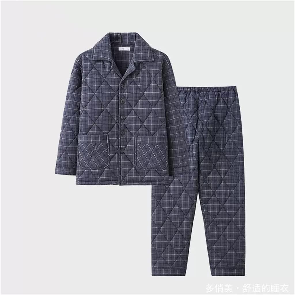 Winter Pajamas Men's Three-layer Thickened Padded Jacket Plus Cotton Home Service Men