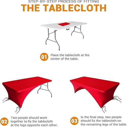 Miniatura 7 de Eurmax - Mantel ajustable de poliéster elástico con parte frontal cubierta y parte posterior descubierta, disponible en más de 30 colores