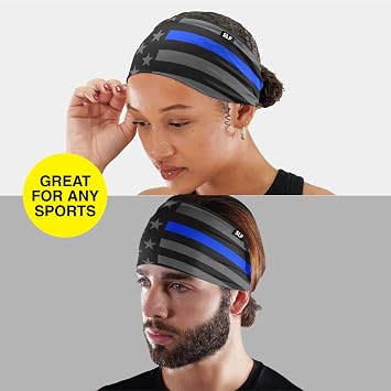 SLEEFS Sweat Bands Headbands Men & Women - Cooling Sports Mens Headband for Running, Football, Basketball, Cycling, Workout - Sweat Moisture Wicking Head Band Stretch Fit, Non-Slip Design - One Size