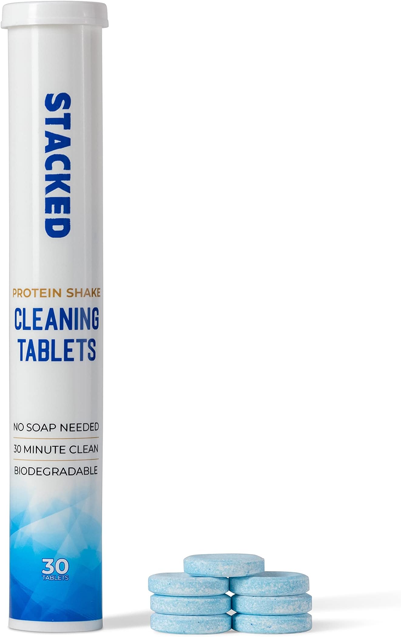 WABRINY Water Bottle Cleaning Tablets 30-Pack Protein Shake Cleaner Tablets - Biodegradable, Tumbler and Water Bottle Cleaning Tablets, Bottle Brush, Removes Stubborn Odors and Stains