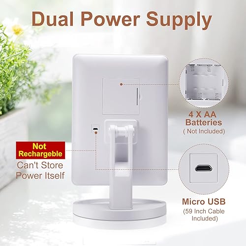 Miniatura 4 de Espejo de maquillaje iluminado con 21 luces LED con pantalla táctil atenuante y 10 aumentos de claridad extraíble con doble fuente de alimentación