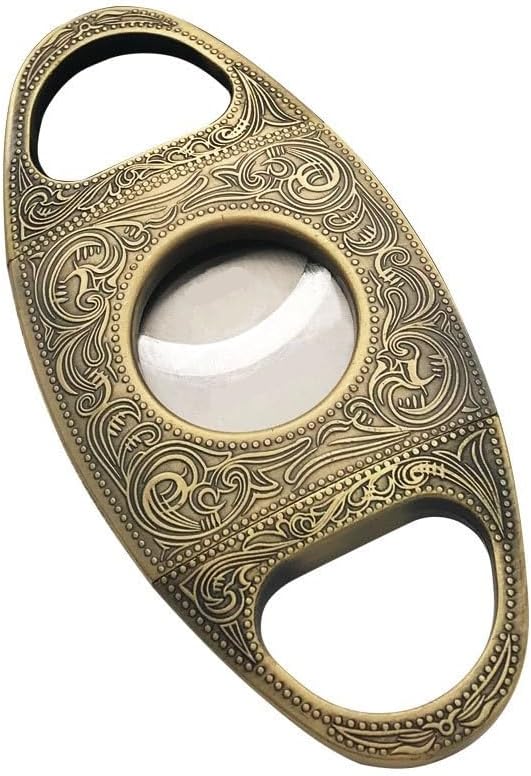 ZUC Cigar Cutter Guillotine, Stainless Steel Double Blade, Polished Metal Manual Portable Pocket Tool(A)