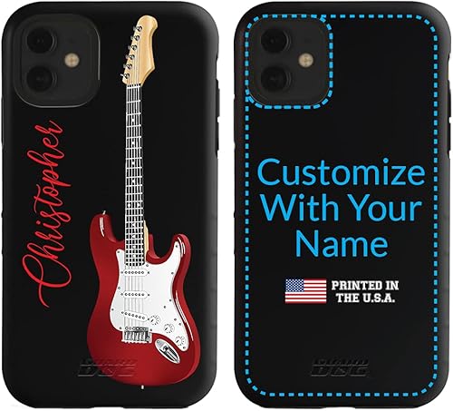 Guard Dog Estuche de instrumentos personalizados para iPhone 11 - Pon tu nombre en una caja de teléfono híbrida resistente - Guitarra eléctrica