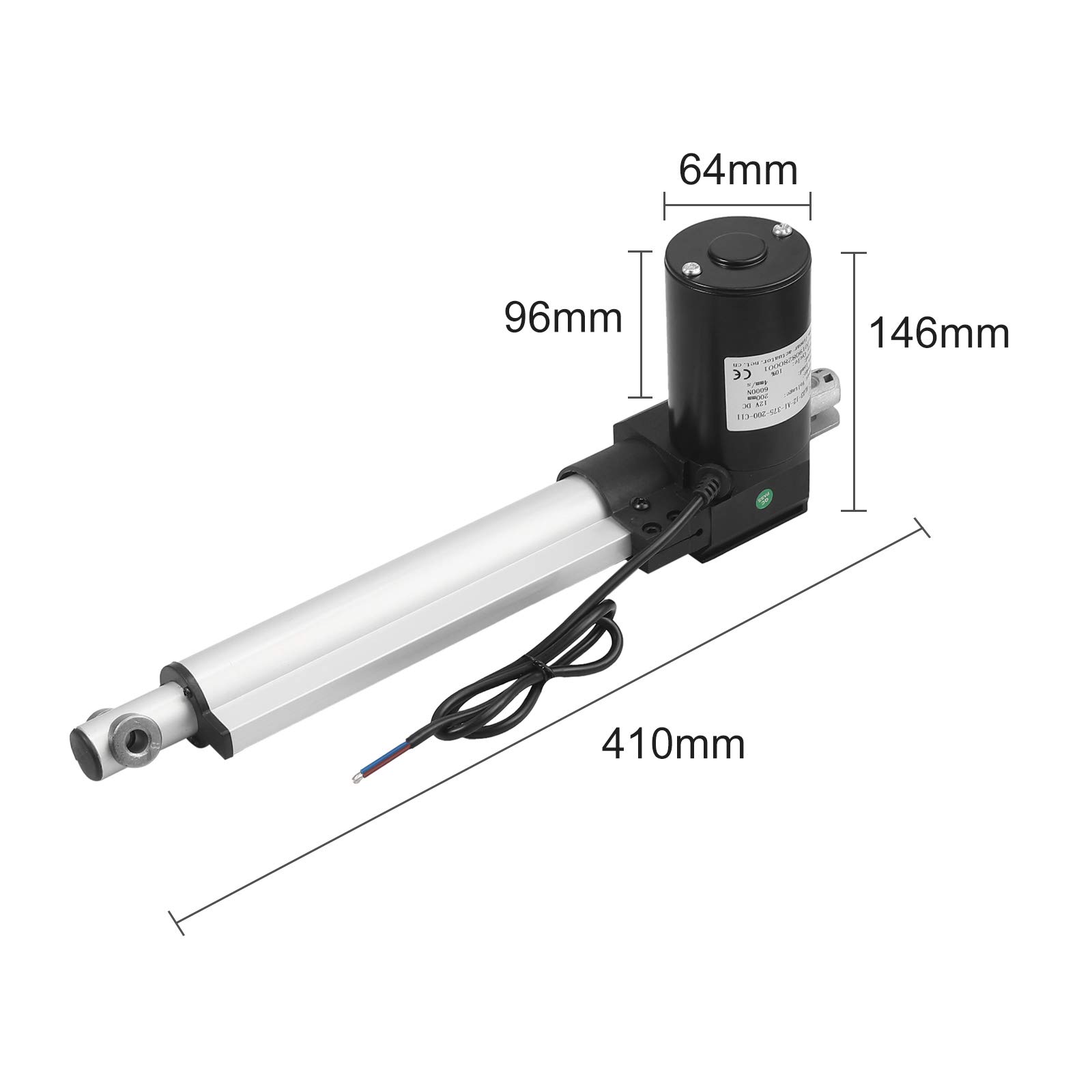 Accionamiento lineal, DC 12 V, 6000 N, motor lineal, 200 mm, actuador eléctrico, actuador lineal, palanca, motor eléctrico, accionamiento ajustable para automóviles, muebles, médicos
