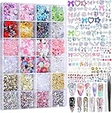 Oltre 4000 pezzi di charm per unghie e strass in confezione grande con pinzetta e pastello cerato – Set di strass per nail art 3D, gioielli e charm per accessori DIY per la decorazione delle unghie
