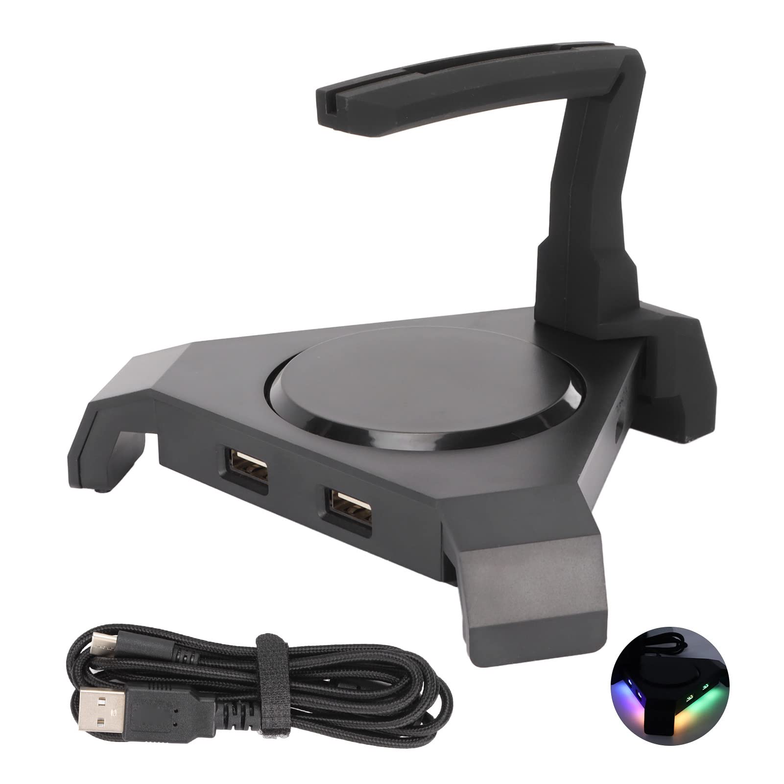 Uchwyt Na Kabel Bungee Do Myszy Do Gier Vomeko Pro, Uchwyt Na Przewód Bungee Do Myszy Do Gier LED Z 4-portowym Koncentratorem USB Większa Dokładność W Grach Rywalizacyjnych
