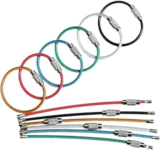 36 Pcs Llaveros de alambre de acero inoxidable Cable Etiquetas para equipaje de alta resistencia Lazos Portaetiquetas Barril giratorio de 2 mm 10 cm / 4 "de largo
