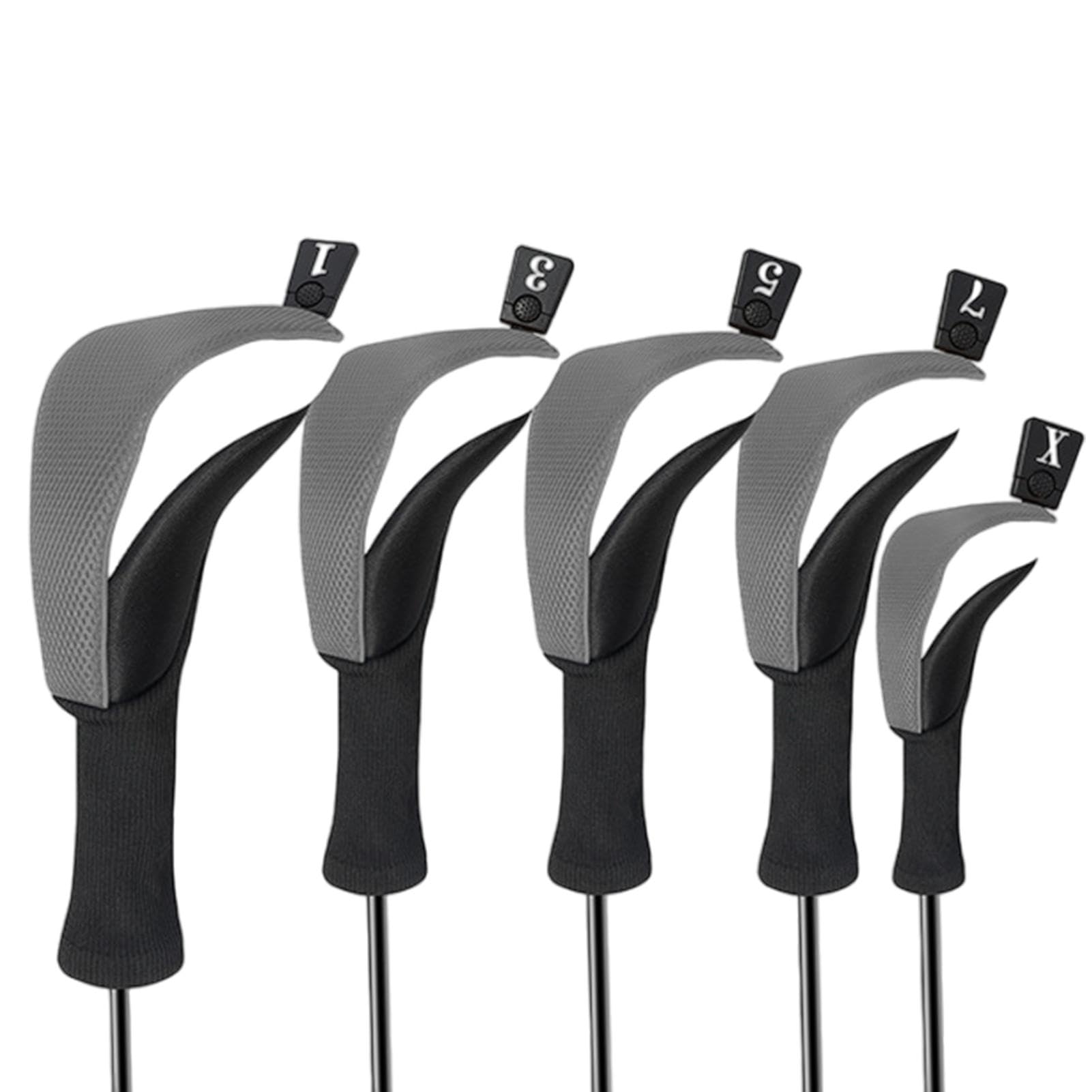 Set copritesta da golf, copritesta per mazze da golf in legno, Coprimazze protettive Collo lungo Antipolvere Copricapo ibrido da golf da 5 pezzi, Copricapo ibrido in legno con etichette numeriche Copr