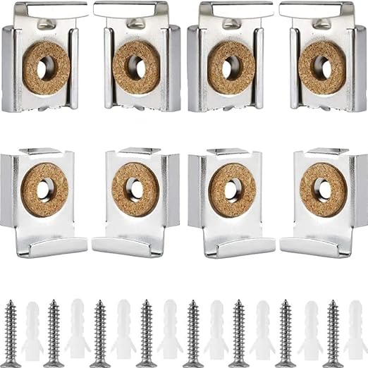 4pcs Spring Loaded Mirror Hanger Clips Set Unframed Mirror Mount Clips with Rawl