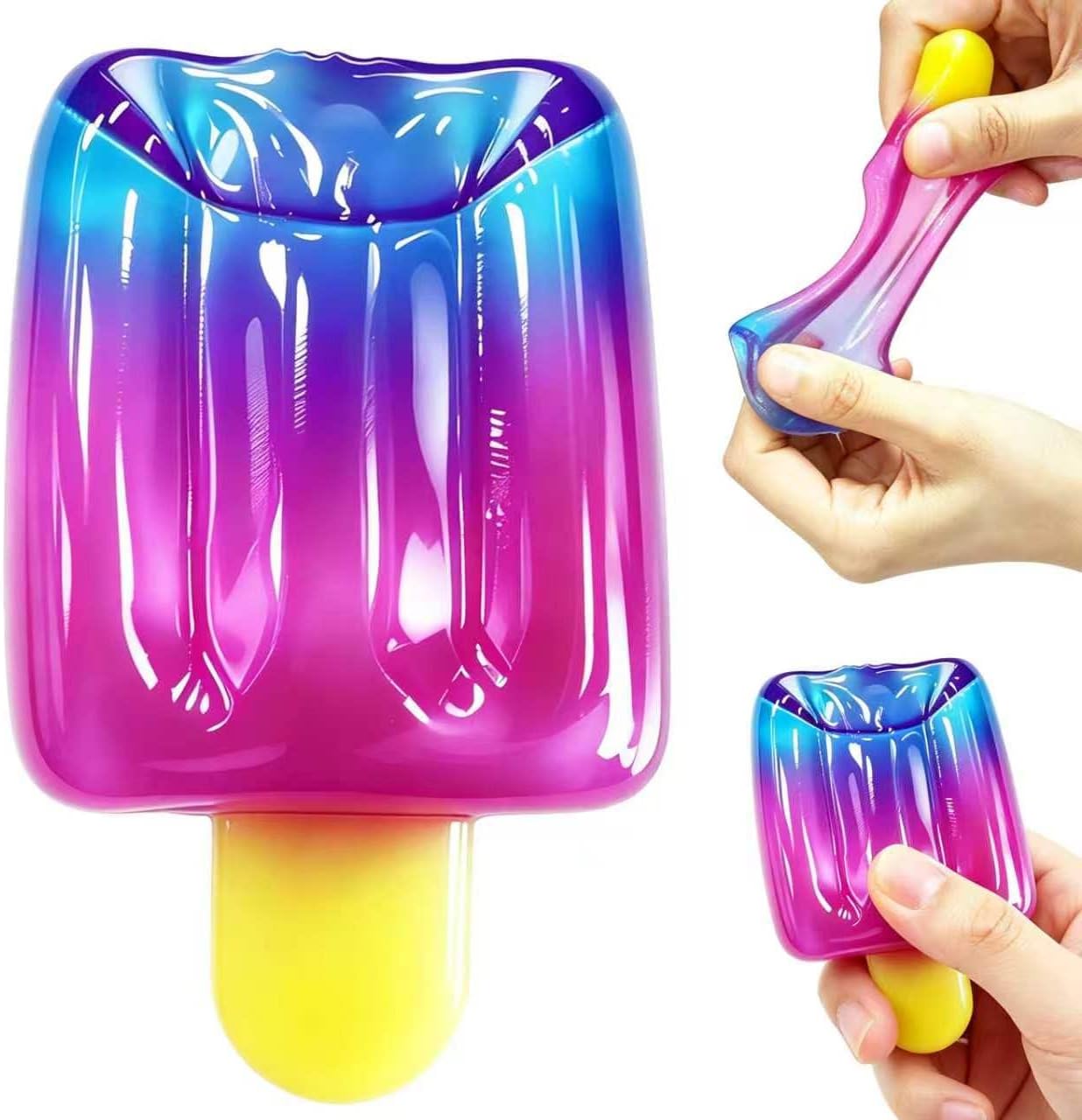 Ice Cream Squeeze Squishy, Slow Rising Sensory Fidget Toy, Soft & Stretchy Ice Cream Cone Squishy Pack for Stress Relief, Summer Sensory Toys Easter Basket Stuffers Party Favors for Kids Adults(1pc)