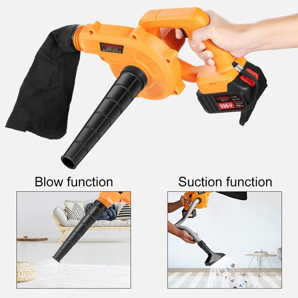 Convenient 2-in-1 Cordless Leaf Blower, Mini Garden Blower Vacuum and Shredder with 1L Collection Bag 10:1 Mulching Ration (Color : 2×Battery, Size : Standard) (1×Battery Standard)