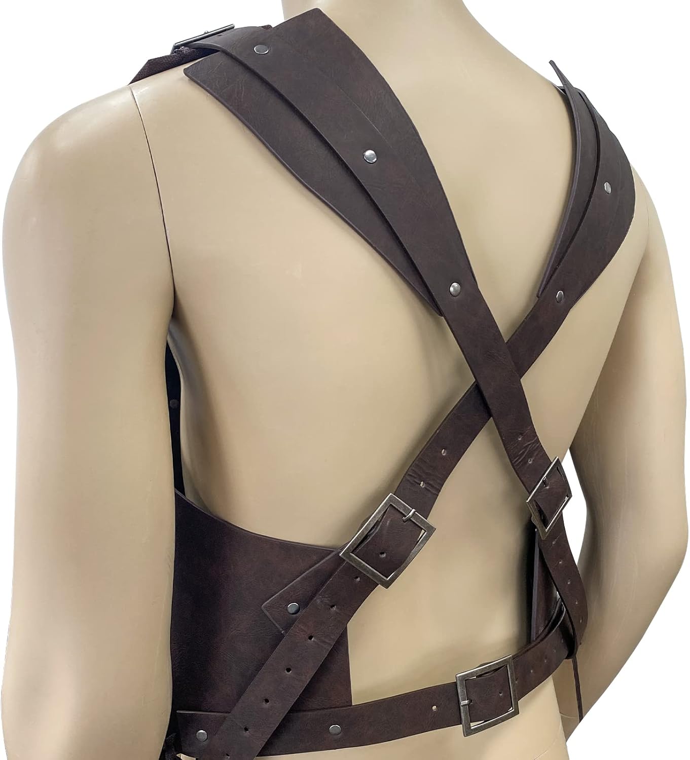 HiiFeuer Viking Warrior PU Leather Chest Armor, Retro Knight Leather Body Armor for LARP/Cosplay (Axe Brown) - Image 3