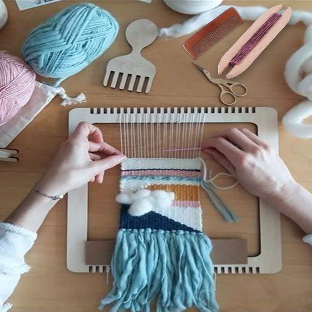 NBEADS Kit de Herramientas de Tejido, Incluyendo 1 pieza de Telar de Madera para Telares Shuttle Y 1 piezas de Telar de Madera para Telar Accesorios para Máquinas de Bricolaje, Color Mezclado