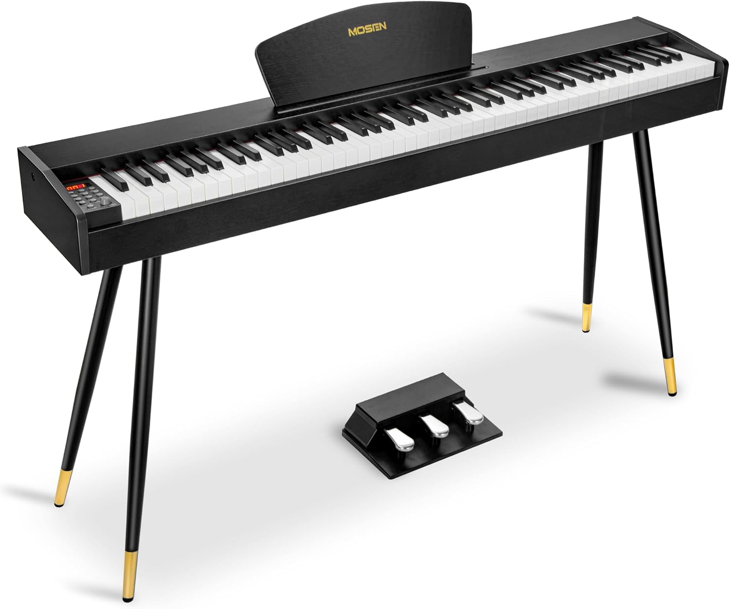 MOSEN Digital Piano 88 Key Weighted Keyboard, Full Size Keyboard Piano, Hammer Action,128 Voices, Recording, 3-Pedal, Music Stand, USB-MIDI MP3 Connecting, Electronic Piano for Beginner, MDP-88, Black