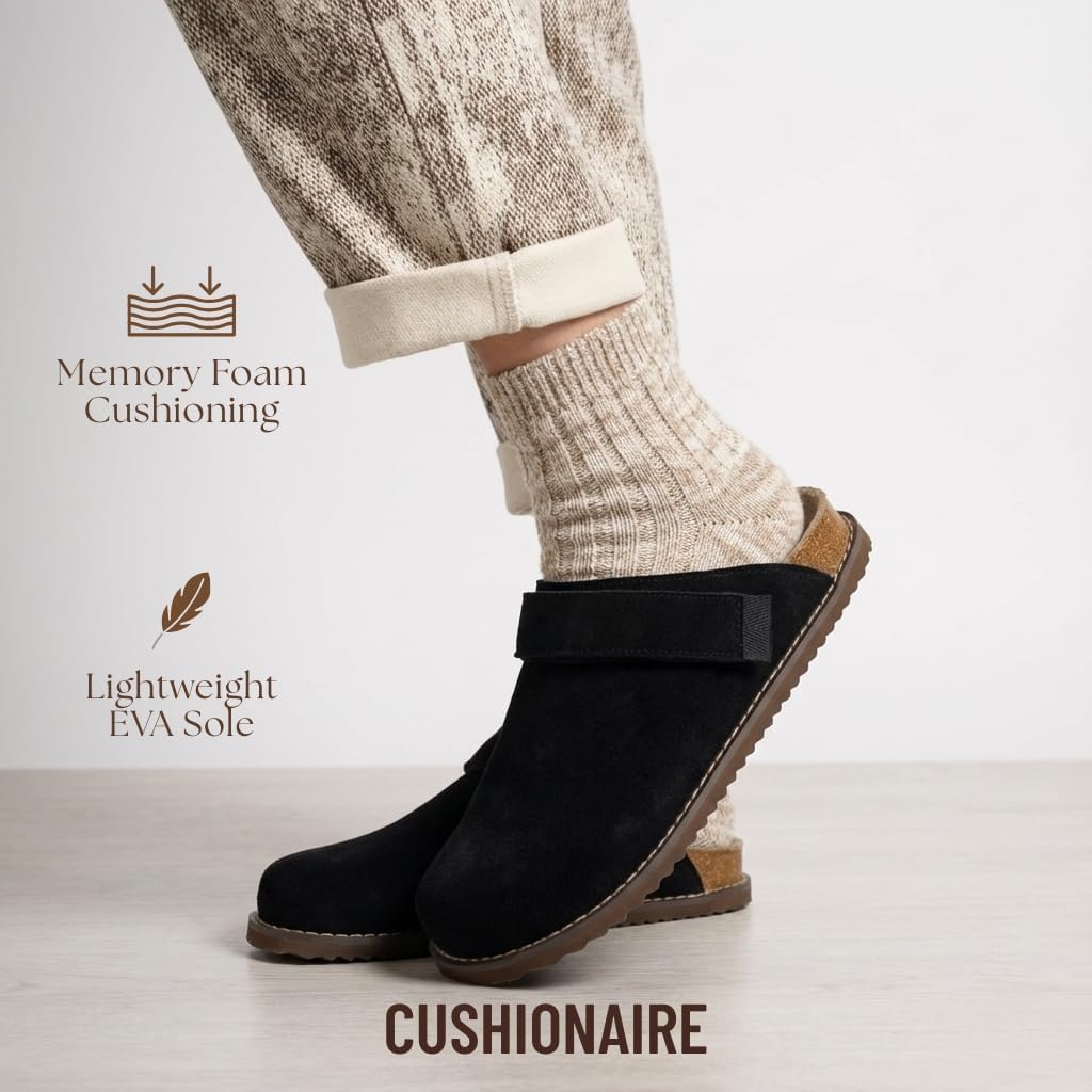CUSHIONAIRE Boulder Genuine Leather Clogs for Women, Adjustable Swivel Back Strap Slip On Womens Shoes with Memory Foam Footbed - Image 4