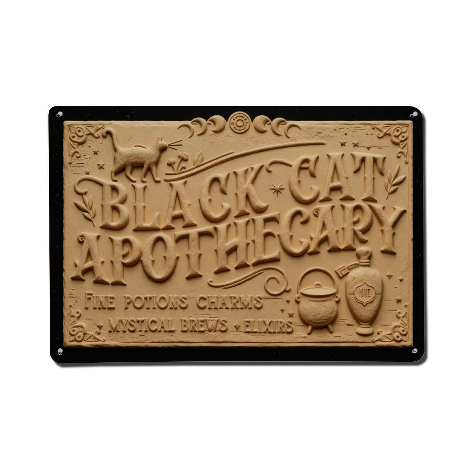 Black Cat Apothecary Sign Metal Tin Sign Plaque