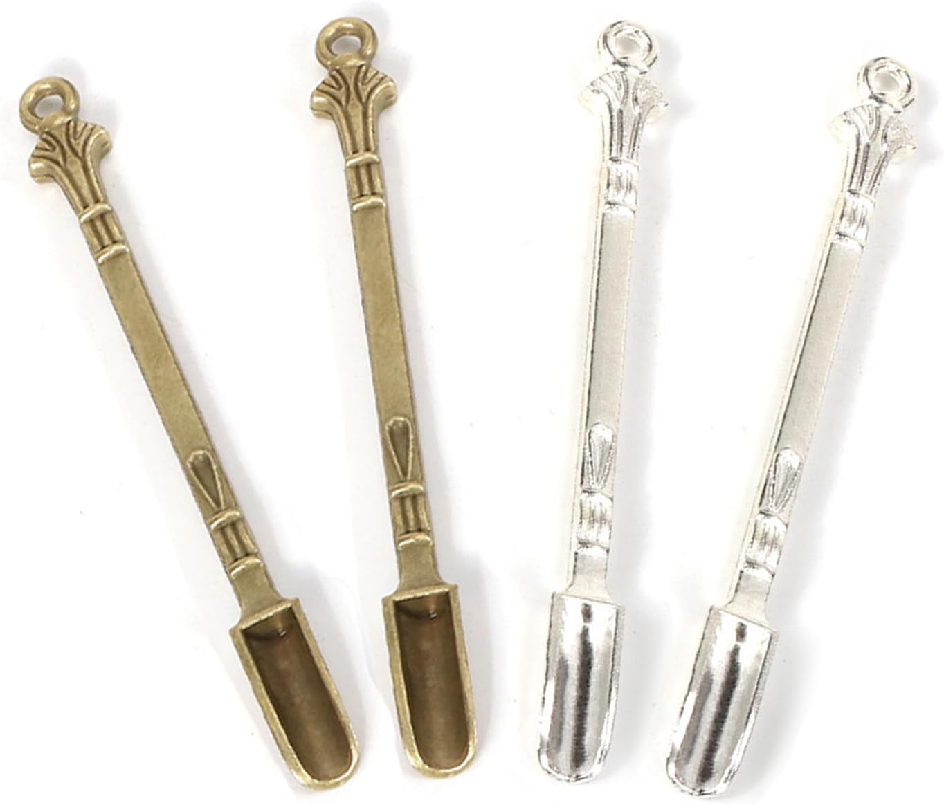 Zittop 4 Pcs Mini Spoons Micro Mini Shovel Spoon Herbs Powder Scoop Medicine Scoop Wax Tool (Silver- Bronze)