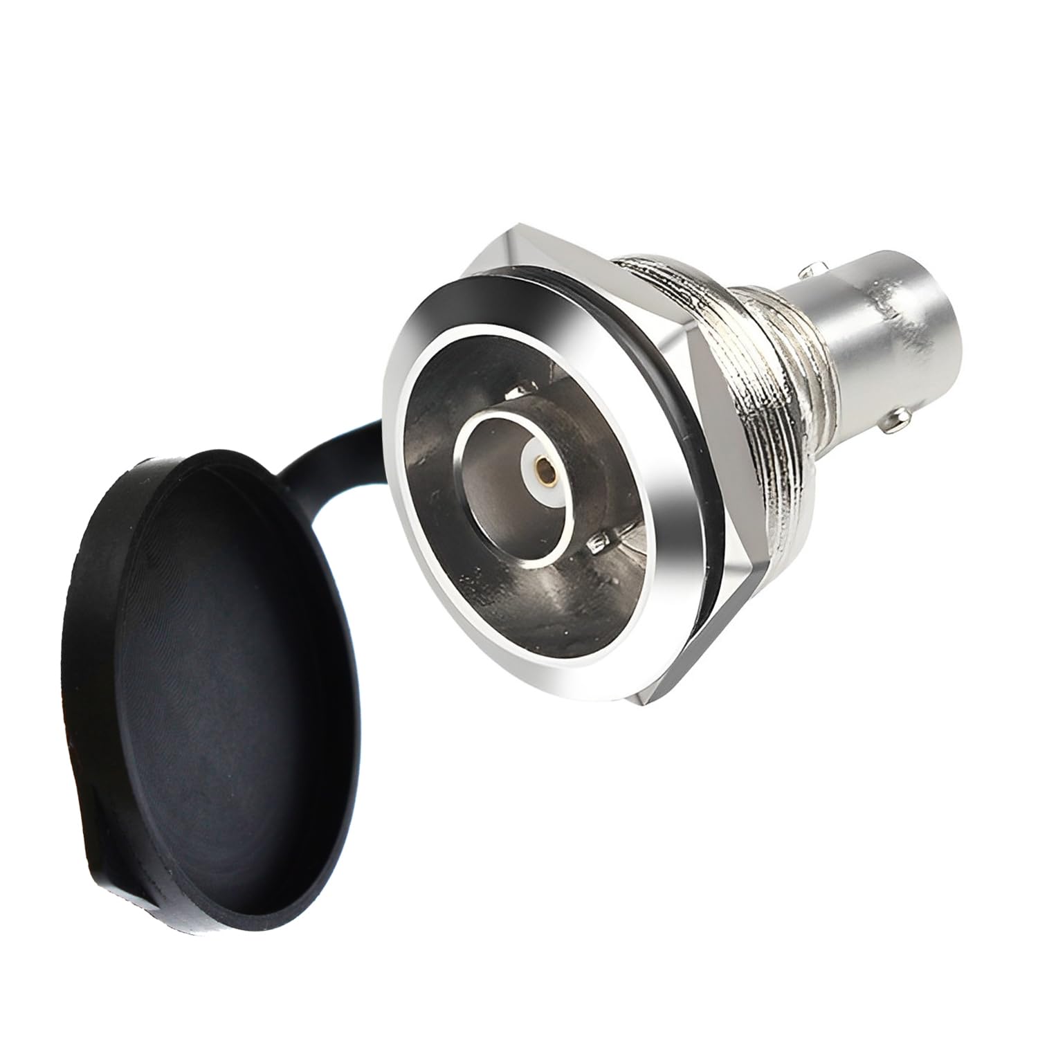 YiKaiEn50 Ohm BNC Threaded Fixing Adapter Female-to-Female Panel Mount with Waterproof Cover - Gold-Plated SDI Video Coaxial Adapter, Sturdy Chassis for Surveillance Systems (Silver)