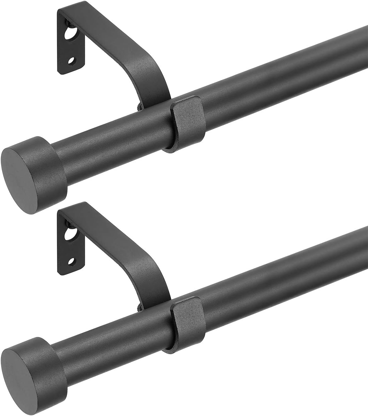 2Pack Curtain Rod Matte Black for Windows,3/4 Inches