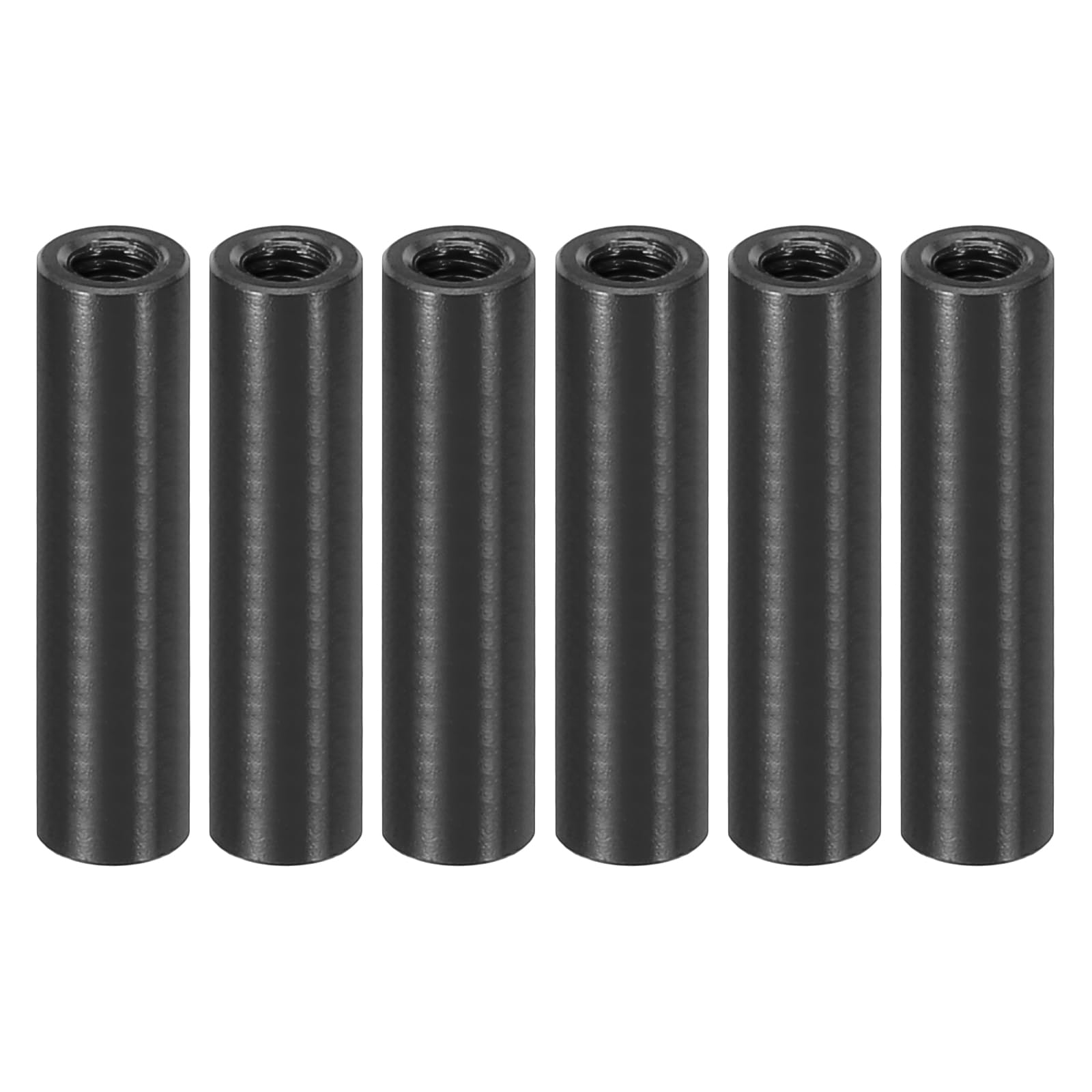 PATIKIL 6pcs M3 Metal Threaded Standoff Spacer Nuts, Round Aluminum Spacers Female Coupling Screws, 1/8" ID x 3/16" OD, Black, (22mm L)