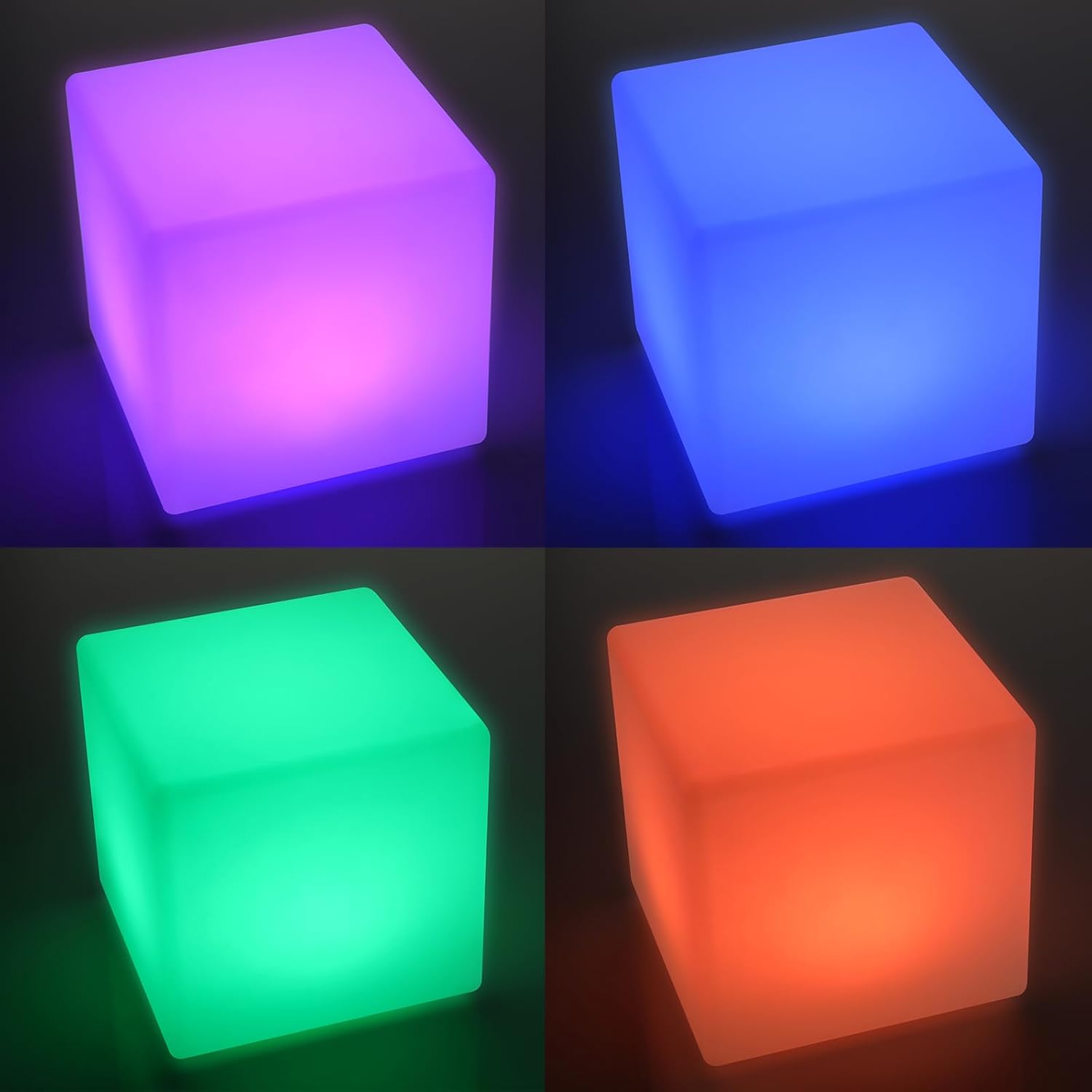 Frienda 4 Pcs Light up Cubes Cool Cosmic Cube Lights 16 Colors LED Mood Lamp Waterproof LED Light Cube for Nursery Home Patio Party Decor (6 Inch)
