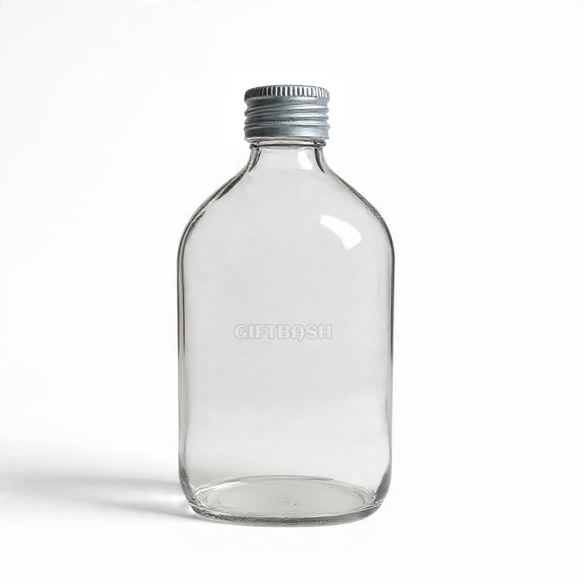 GIFTBASH Empty Pauaa Quarter Clear Glass Bottle 180 ml with metal cap and plastic seal | Perfect for Storage Liquor+Coffee+Mocktails | Gifting and Party Favors | Pack of 3 |