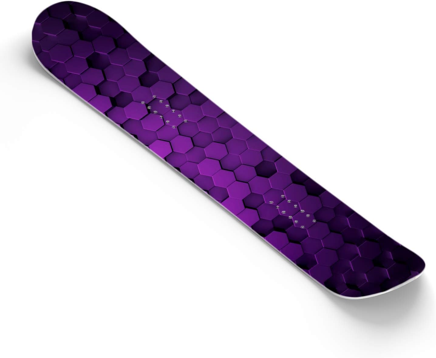 Snowboard Wrap Graphic Sticker Skin Cover - Includes Breakaway Knife - Universal Fit up to 65 inches and 14 inches Wide - Purple Hex 3D Gradient