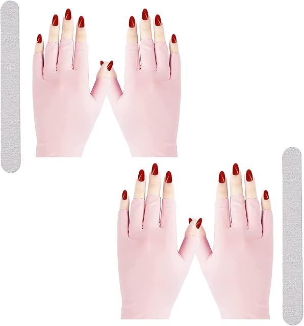 UV Gloves UV Shield Gloves for Gel Manicure, Light Protection Gloves for Gel Nail Lamp, Nail Art Fingerless UV Light Glove to Protect Hands from UV Light Lamp Dryer (1 Pair)