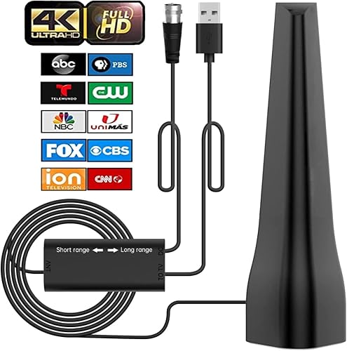 AUTERCO Antena de TV para Smart TV 4K HDTV Recepción de señal de 360 con amplificador de señal de alta ganancia de 36DB canales locales gratuitos
