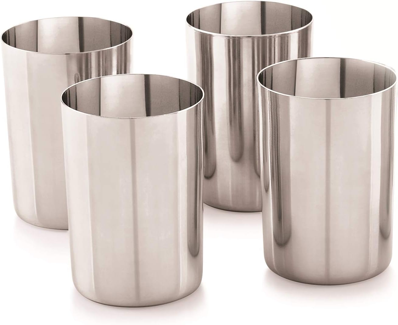 Neelam Stainless Steel 7.5, 22 Gauge Prm Amarpali Glass, 500 ml, Set of 4, Elegant and Durable Drinking Glass for Water, Juices, and Beverages, Ideal for Daily Use, Parties, Easy to Clean, Sliver