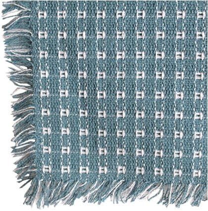 62 x 62 (Square) Homespun Tablecloth, Hand Loomed, 100% Cotton, Wedgewood/White