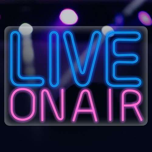 Live On Air - Letrero de neón para decoración de pared, luz LED colgante con tema musical, alimentado por USB, con interruptor de encendidoapagado